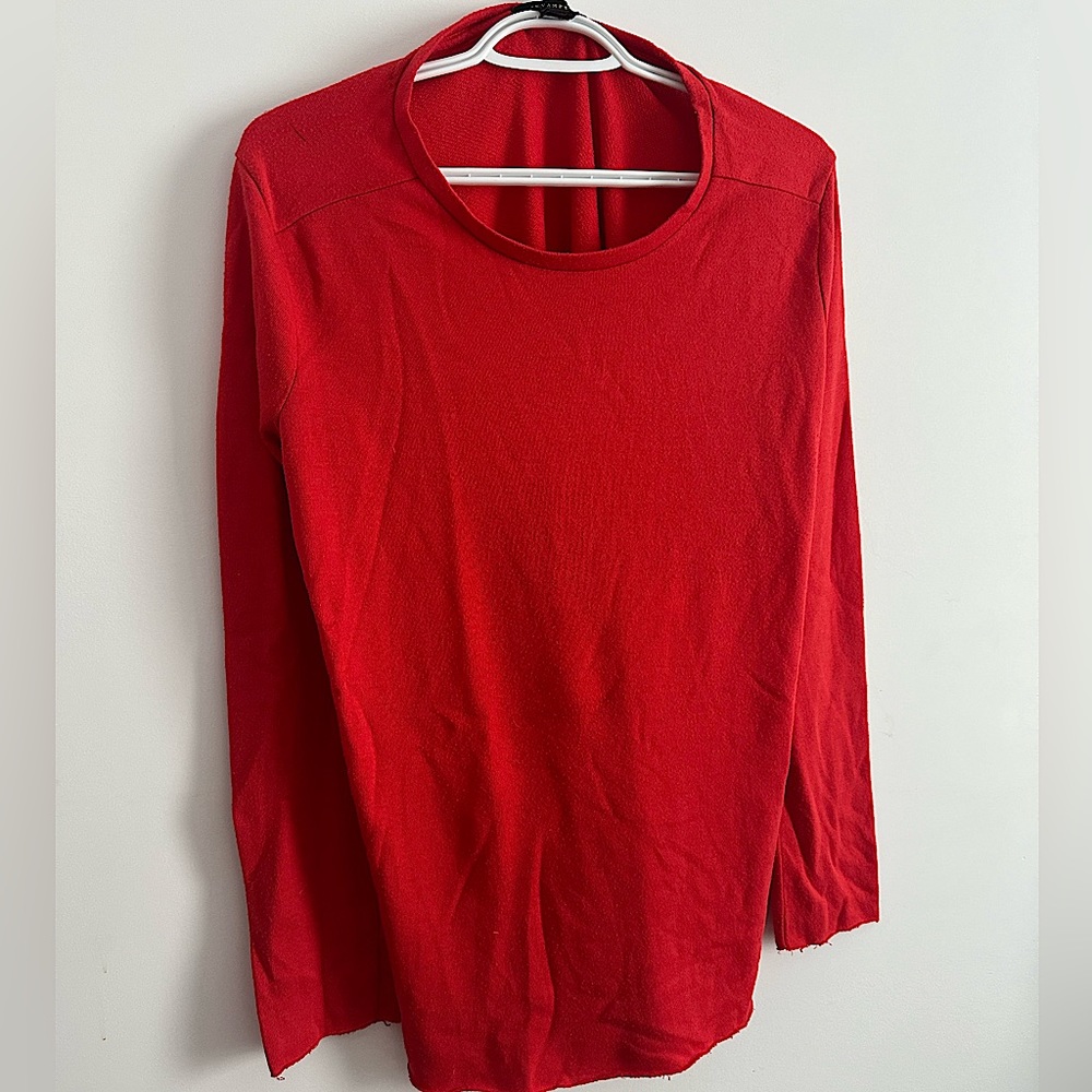 red long-sleeved red shirt with open sides, REVAMPED